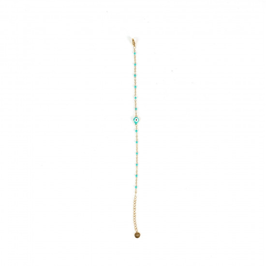 Wholesaler stainless steel jewelry for reseller, Gold-plated bracelet Eye of Nazar turquoise
