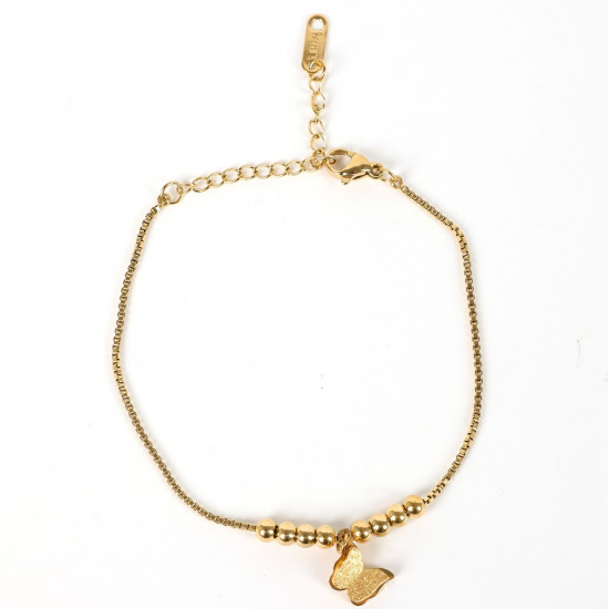 Wholesaler stainless steel jewelry for reseller, Gold-plated bracelet butterflies and crystals
