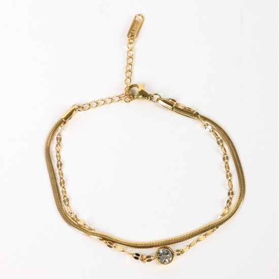 Wholesaler stainless steel jewelry for reseller, Gold plated rhinestone bracelet