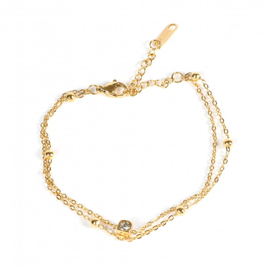 Großhändler Edelstahlschmuck für Wiederverkäufer, Goldenes Armband mit Strass gefüttert