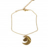Gold-plated stainless steel moon and heart bracelet