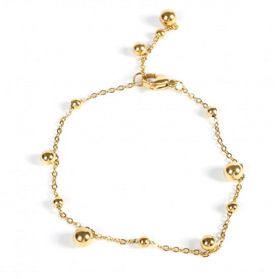 Mayorista de joyas de acero inoxidable para revendedor, Pulsera chapada en oro con esferas