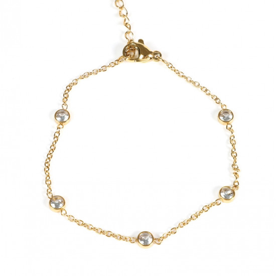 Großhändler Edelstahlschmuck für Wiederverkäufer, Goldenes Armband mit Strasssteinen verziert
