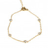 Bracciale in acciaio inossidabile placcato oro con strass