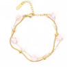 Pulsera de acero inoxidable chapado en oro con corazón de cristal rosa