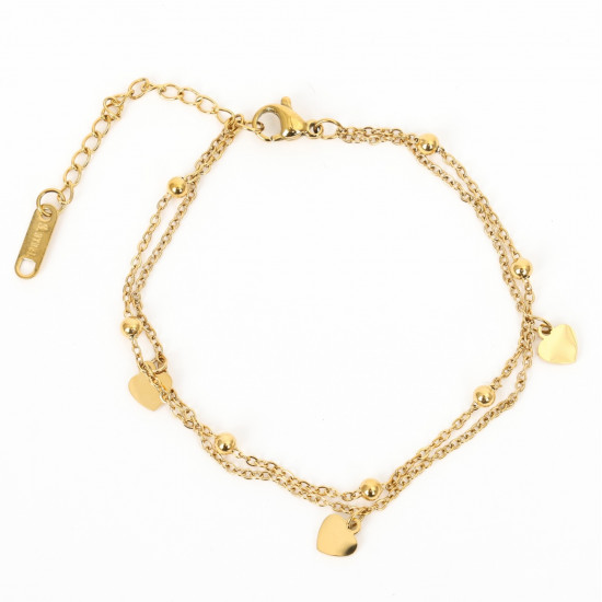 Mayorista de joyas de acero inoxidable para minoristas, Pulsera de oro corazones pequeños