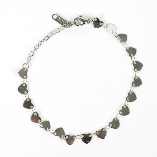 Wholesaler stainless steel jewelry for retailer, Bracelet silver plated small hearts