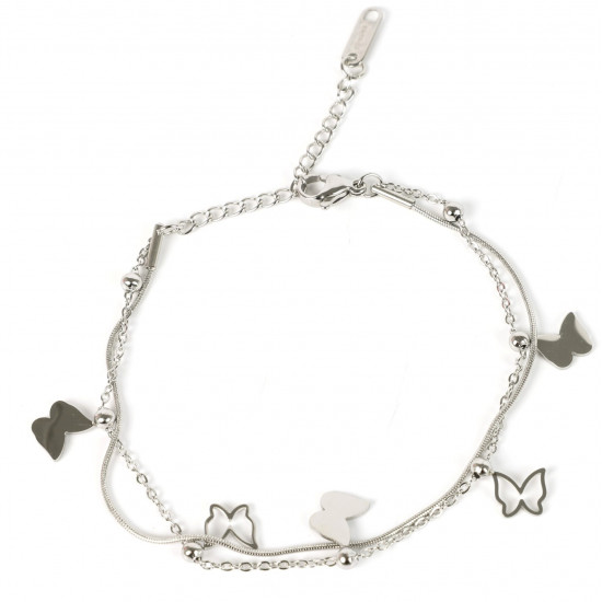 Grossiste bijoux acier inoxydable pour revendeur, Bracelet argenté papillons