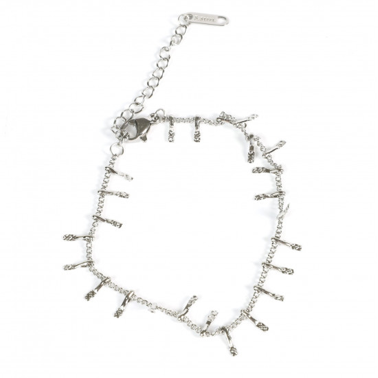 Mayorista de joyas de acero inoxidable para revendedor, Pulsera de pinchos plateada