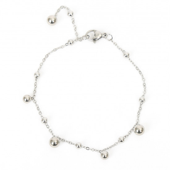 Großhändler Edelstahlschmuck für Wiederverkäufer, versilbertes Armband mit Kugelanhängern