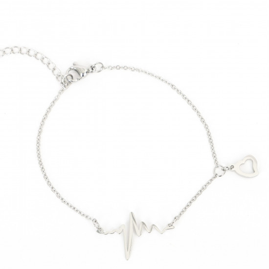 Mayorista de joyas de acero inoxidable para revendedores, Pulsera Lifeline de plata