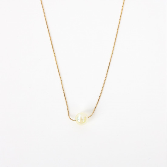 Mayorista joyas acero inoxidable, Collar perlas doradas