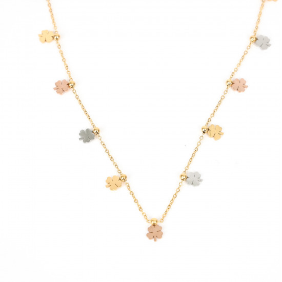 Grossista gioielli in acciaio inox tendenza, Oro collana trifoglio 3 colori