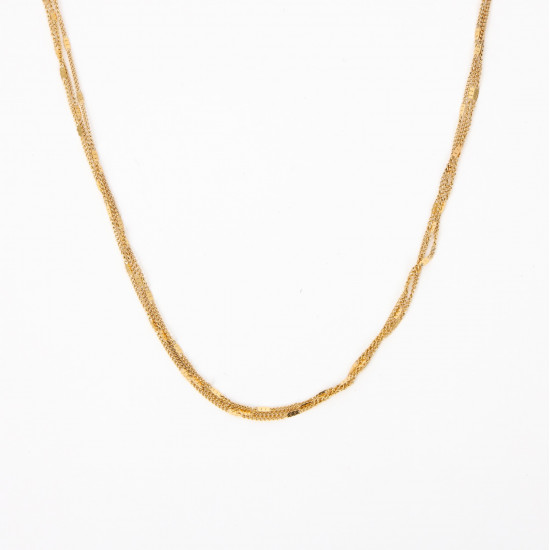 Mayorista de joyas de acero inoxidable de moda, Triple cadena de oro collar simple