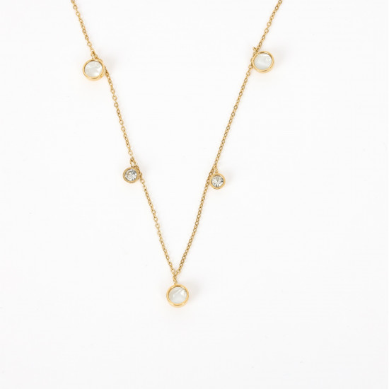 Wholesaler stainless steel jewelry, Gold plated rhinestone necklace