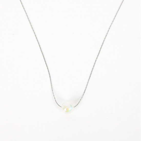 Großhändler trendiger Edelstahlschmuck, Silberne Halskette mit Perlmuttperlen