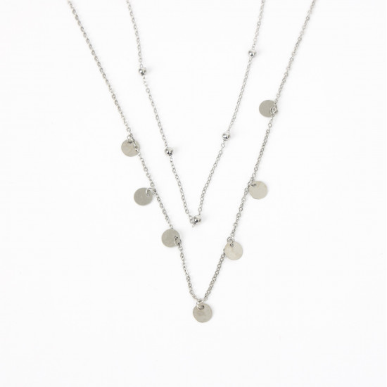 Grossista di gioielli in acciaio inox, Elegante collana d'argento a doppia catena