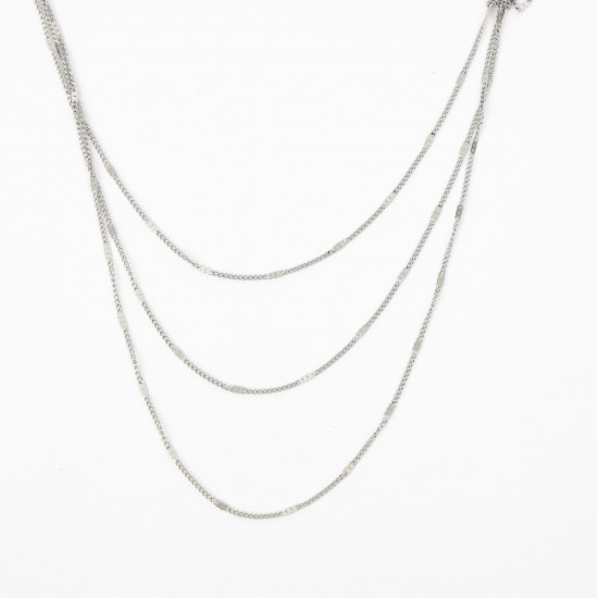 Mayorista joyas acero inoxidable tendencia, Collar plata triple cadena simple