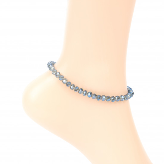 Wholesale pearls for professionals, ankle chain with blue-grey crystals
