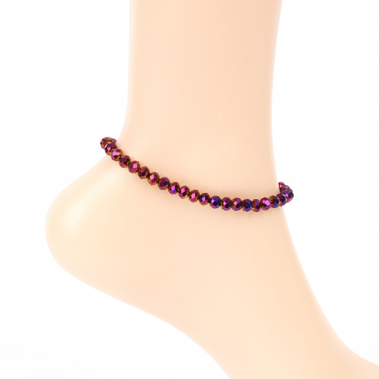 Wholesale beads for professionals, purple metallic crystals ankle chain