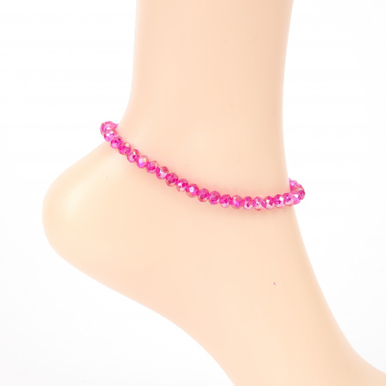 Grossiste perles pour professionnels, chaîne de cheville cristaux rose fuschia