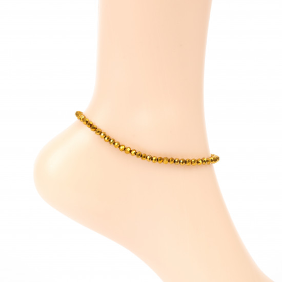 Wholesale pearls for professionals, ankle chain with metallic gold crystals