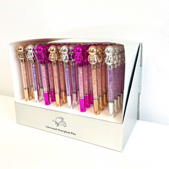 Wholesaler gadget for girls, 48 pens display astronauts rhinestones