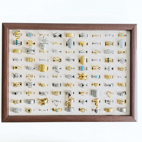 Stainless steel ring display for shops 90 pieces - Felizz