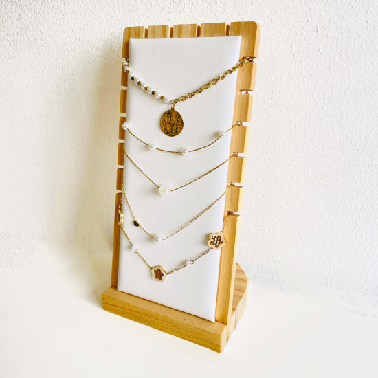 Mostrar 17 collares de perlas de acero inoxidable para tiendas