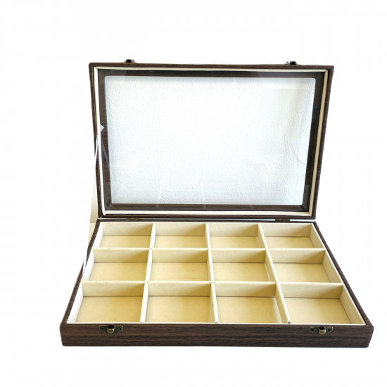 Wooden jewelry case with 12 velvet compartments - Felizz