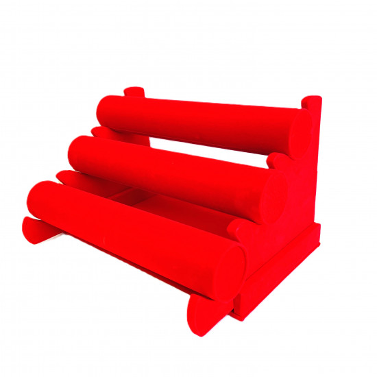 Expositor de pulseras de terciopelo rojo de 3 pisos - Felizz