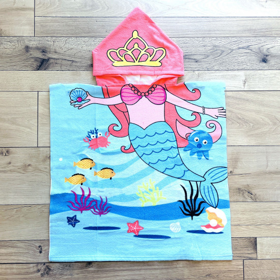 Capa de baño infantil sirena rosa, toallas de playa al por mayor