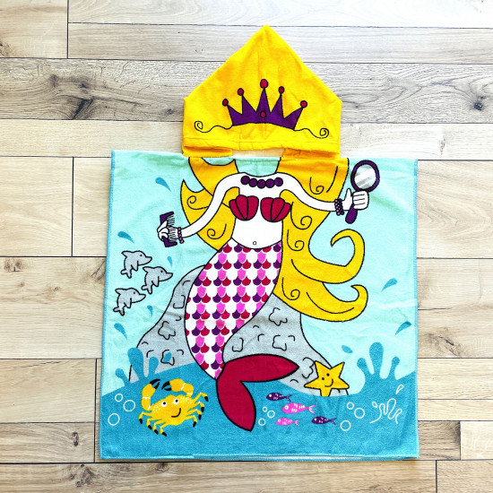 Capa de baño infantil sirena amarilla, toallas de playa al por mayor
