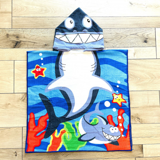 Capa de baño infantil tiburón azul, toallas de playa al por mayor