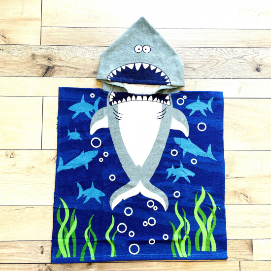 Capa de baño infantil tiburon gris oscuro, toallas de playa al por mayor