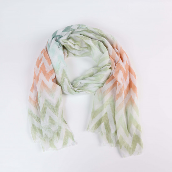 Foulard long zigzag vert orangé, fournisseur foulard Felizz
