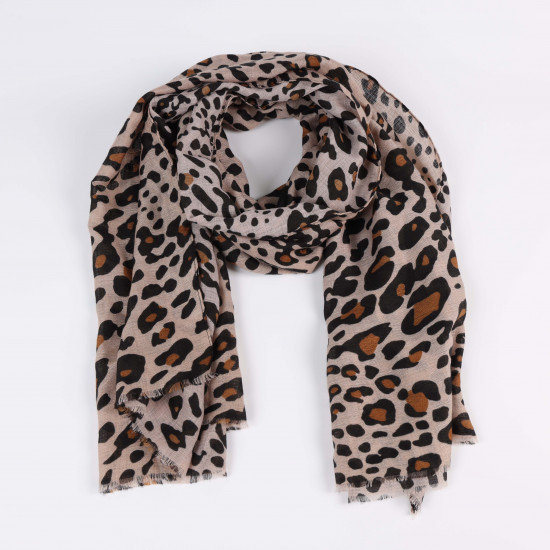 Long beige leopard scarf, scarf supplier Felizz