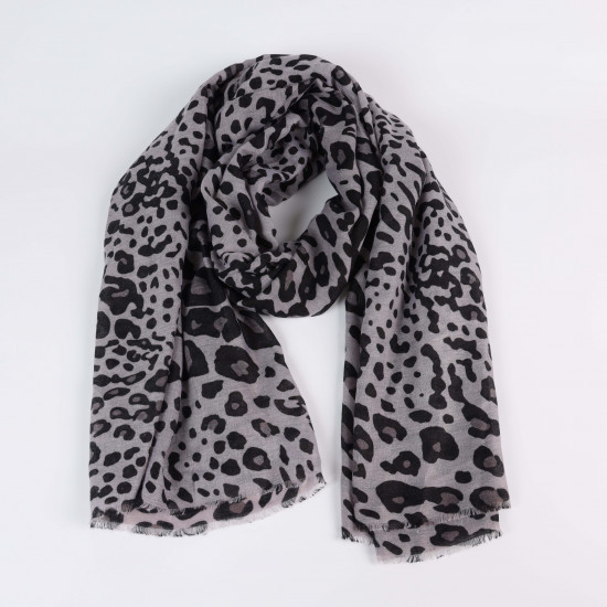 Long grey leopard scarf, scarf supplier Felizz