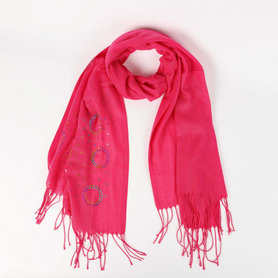 Long dark pink rhinestone scarf, scarf supplier Felizz