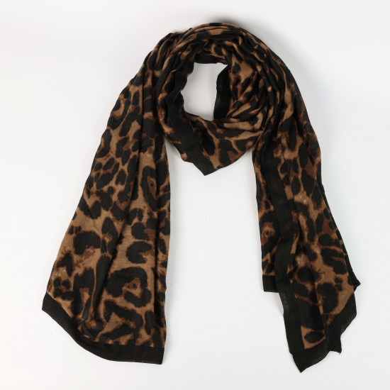 Sciarpa lunga leopardata marrone, fornitore di sciarpe Felizz