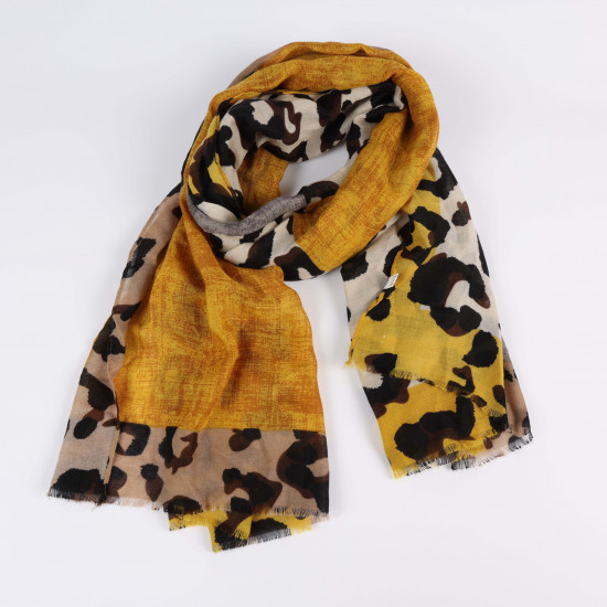 Brown and mustard long leopard scarf, scarf supplier Felizz