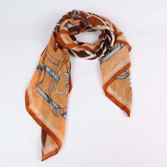 Foulard long orangé marron, fournisseur foulard Felizz