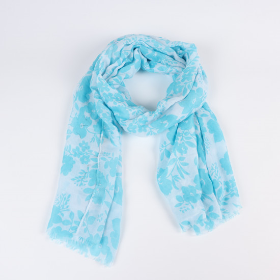 Foulard long fleurs turquoise, fournisseur foulard Felizz