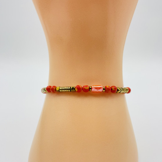 Proveedor cuentas bisutería, pulsera cuentas balinesas GN18-31B ROJO