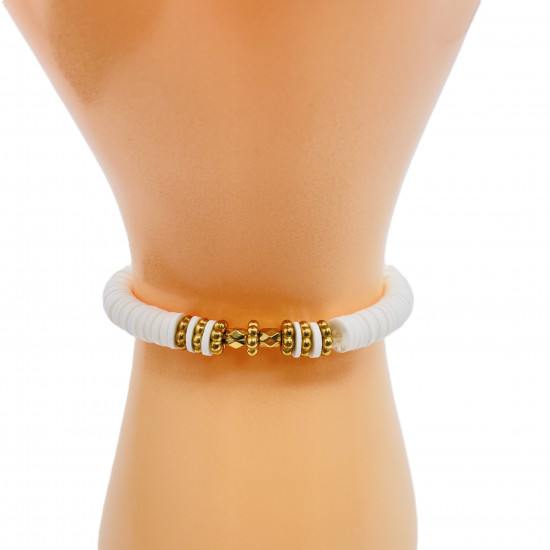 Bracciali heishi bianchi e oro, bigiotteria all'ingrosso