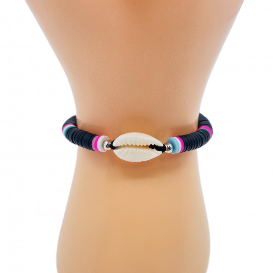 Heishi-Armbänder, schwarz mit Muschel, Großhändler für Modeschmuck