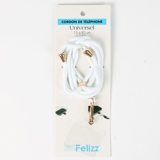 Fournisseur accessoires de mode, cordon de téléphone blanc - Felizz