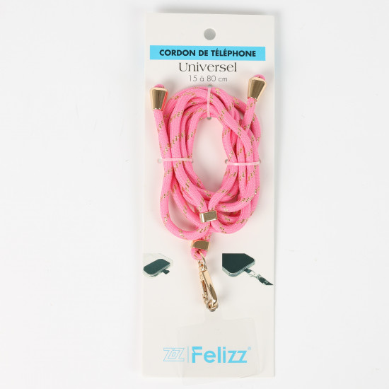 Proveedor de accesorios de moda, cable de teléfono rosa claro y dorado - Felizz