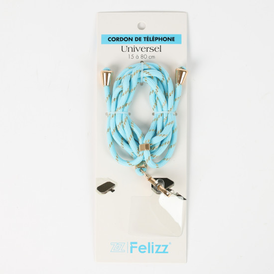 Supplier fashion accessories, sky blue gold telephone cord - Felizz