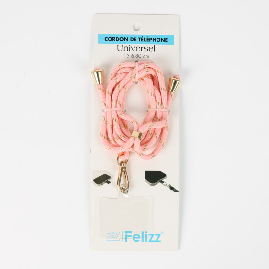 Proveedor de accesorios de moda, cable de teléfono rosa pálido dorado